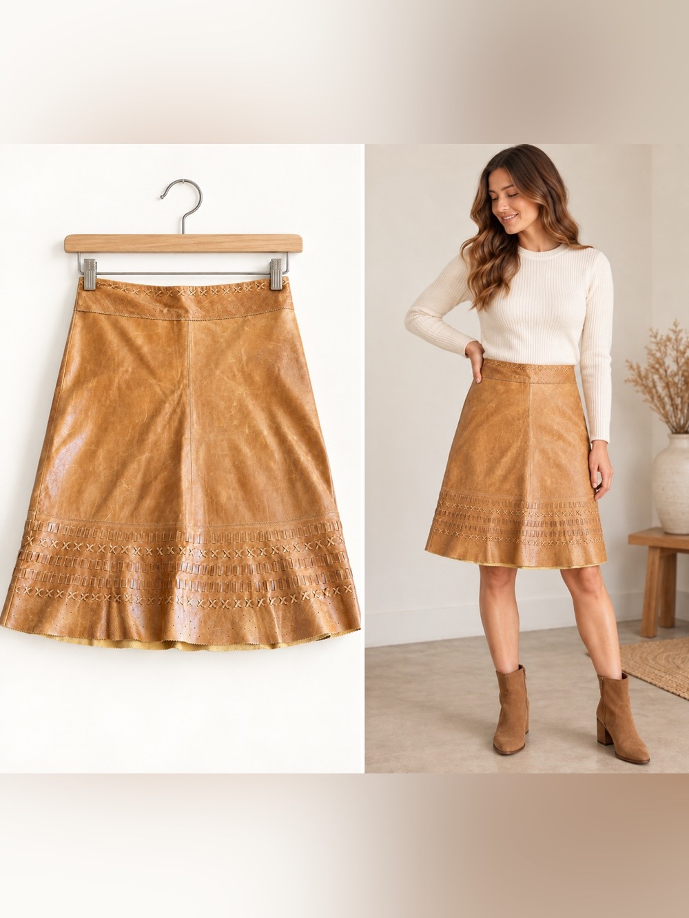 For Joseph Tan Genuine Leather Knee-Length Skirt Size 1